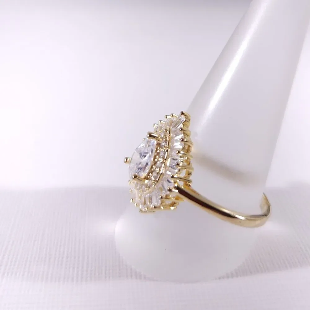 Simulated Diamond CZ Ring 14k over Sterling Silver Size 10
